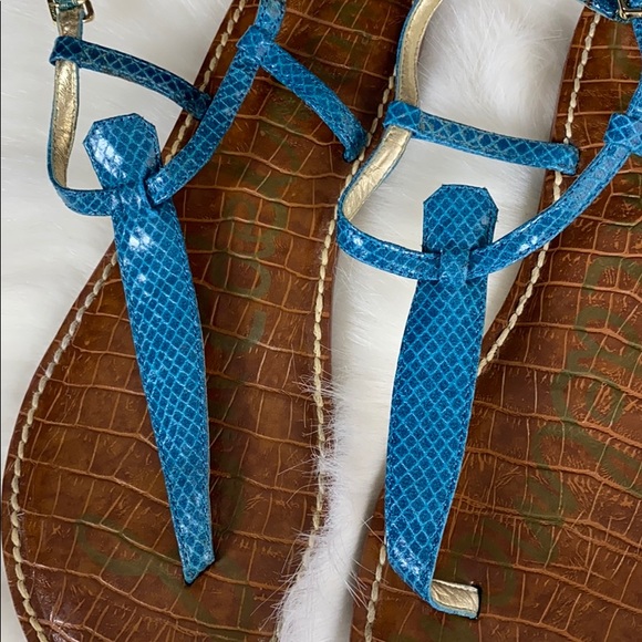 Blue Snakeskin 🐍 Sam Edelman Sandals Sz 8.5 - Picture 5 of 7